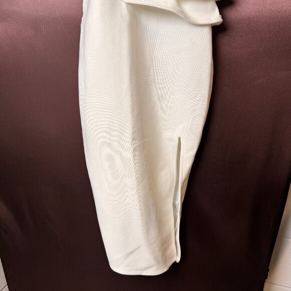 Uonbox Women's S, L White One Shoulder Sleeveless Side Split Bandage Dress - Picture 6 of 10